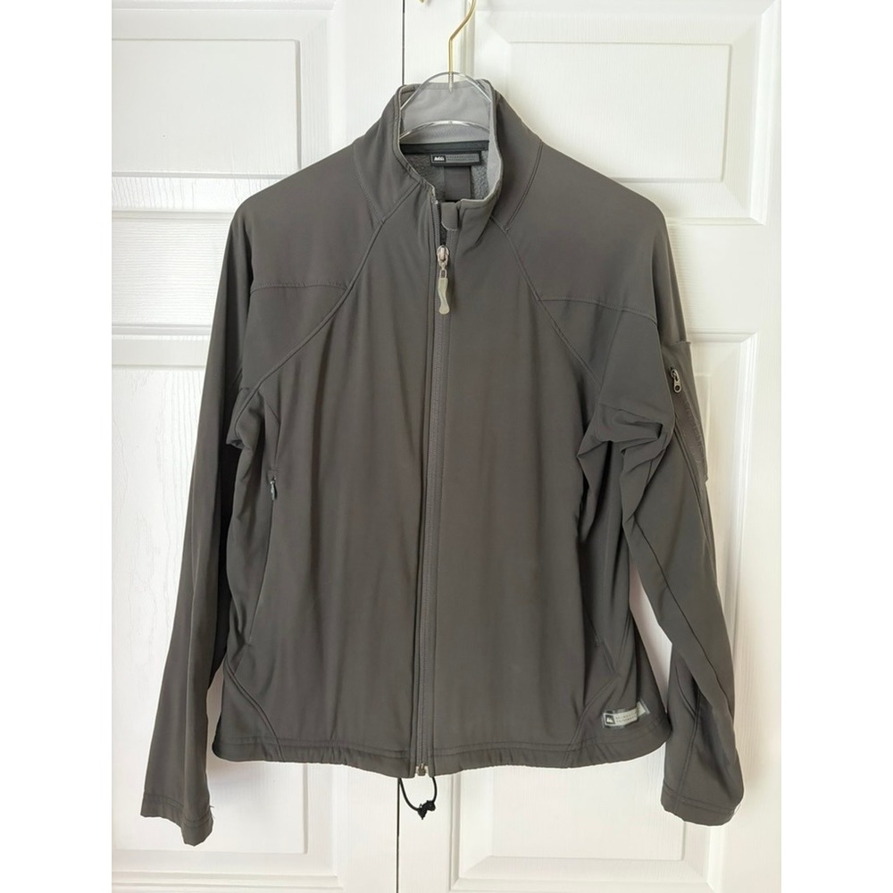 REI Softshell Jacket Women S Gray Full Zip Fleece Lined Outdoor Gorpocore